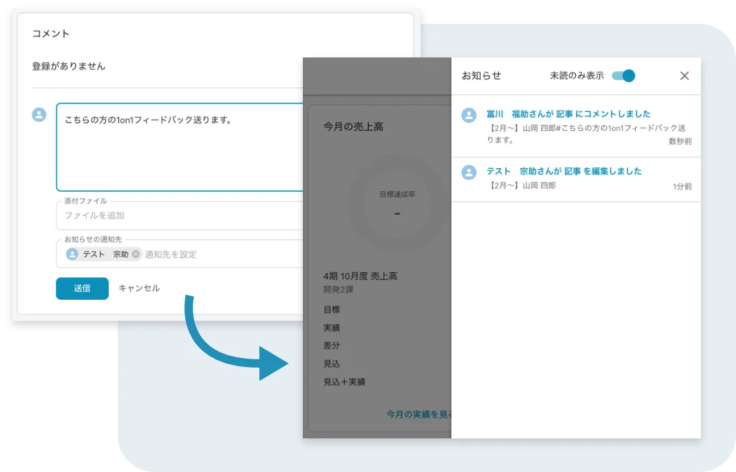 通知機能のスクリーンショット