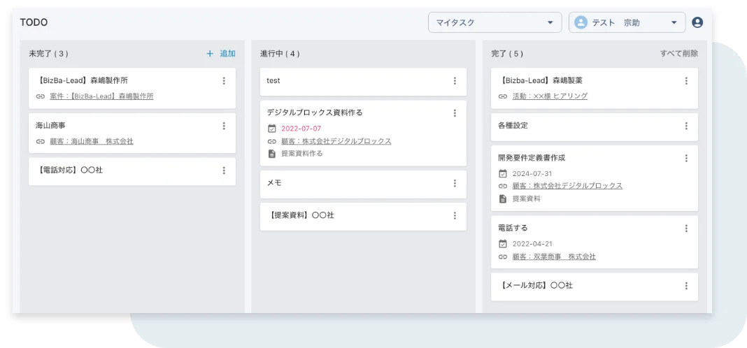 TODO画面のスクリーンショット